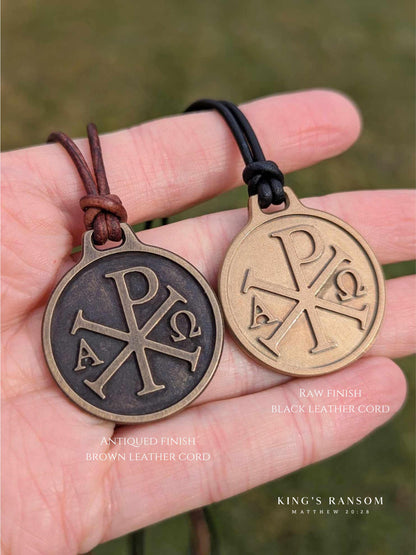Chi Rho Alpha Omega Medallion, Bronze