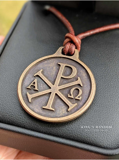 Chi Rho Alpha Omega Medallion, Bronze